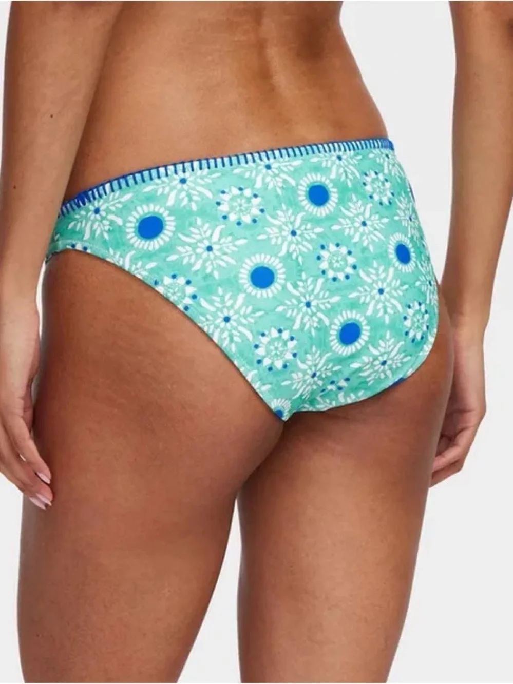 Roller Rabbit x Target Reversible Floral Stripe Bikini Bottom in Aqua and Blue S